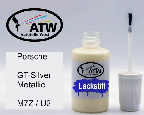 Porsche, GT-Silver Metallic, M7Z / U2: 20ml Lackstift, von ATW Autoteile West.